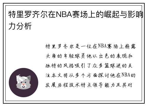 特里罗齐尔在NBA赛场上的崛起与影响力分析